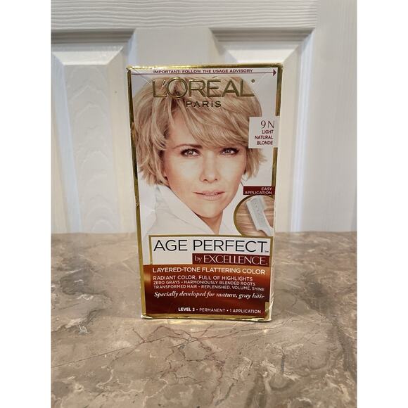 L'Oreal Paris Age Perfect Permanent Hair Color, 9N Light Natural Blonde, 1 kit - Picture 1 of 5